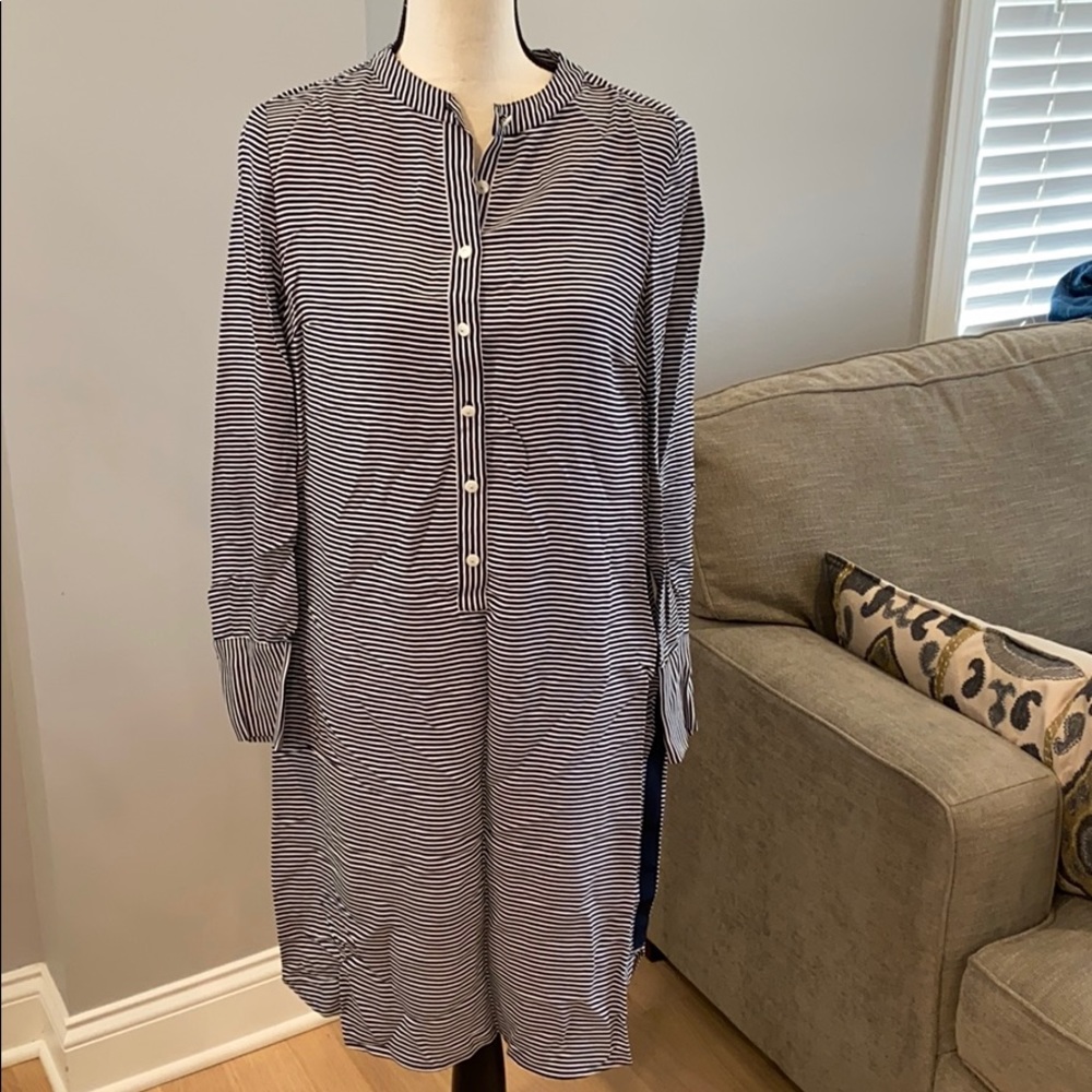 Boden Navy and White Shirt dress